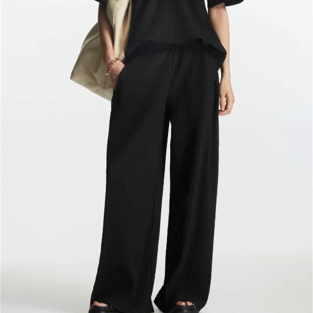 BNWT COS Pleated Plisse Elasticated Waist Pants Black Small